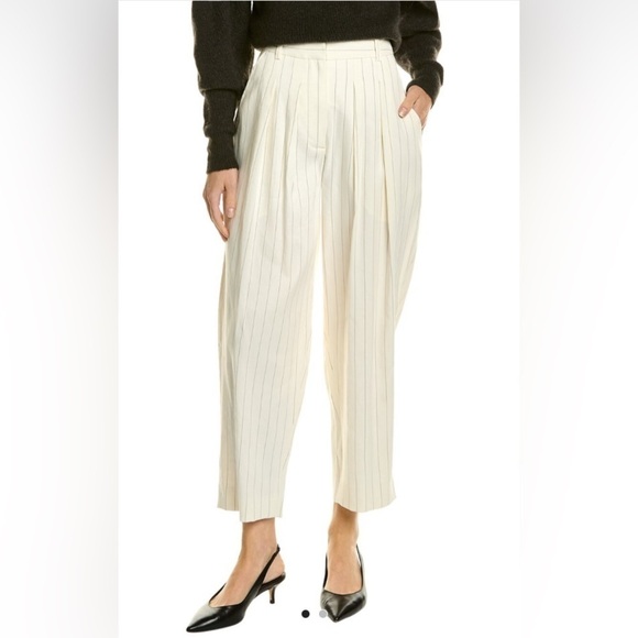 Frame women’s Pleated Crop Linen-Blend pants Trouser career work Sz 4 NWT - Picture 1 of 4